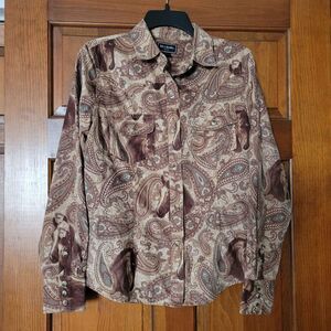 NWOT Women's Medium Bits & Bridle Long Sleeve Western Horse Top